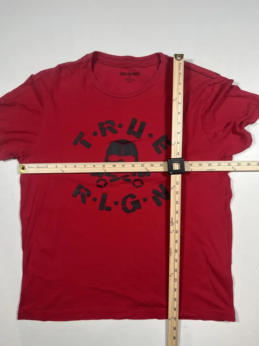 True Religion Shirt Mens 2XL Red Skull Crossbones Graphic Tee Streetwear Read